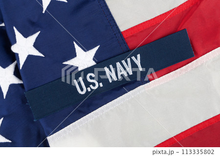 U.S. Navy Branch Tape on national USA flag 113335802