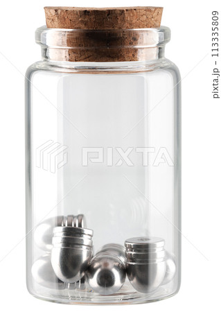 silver bullets for muzzle guns in apothecary glass jar 113335809