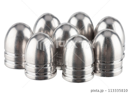 silver bullets for muzzle guns on white. 113335810