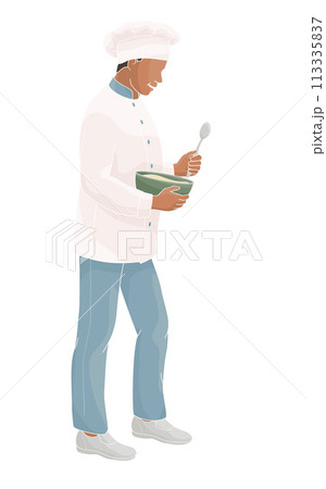 standing smiling chef restaurant male African American characters in uniform standing smiling chef restaurant male African American characters in uniform 113335837