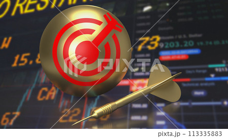 The gold dart and target ball or Business concept 3d rendering. The gold dart and target ball or Business concept 3d rendering. 113335883