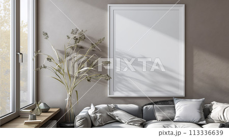 Modern Living Room With Sunlight Casting Shadows on Wall Art Modern Living Room With Sunlight Casting Shadows on Wall Art 113336639