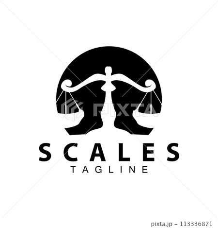 Simple legal scale logo justice court simple black silhouette template vector design 113336871