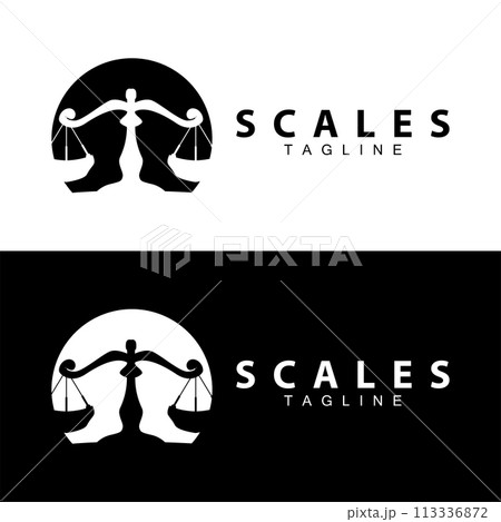 Simple legal scale logo justice court simple black silhouette template vector design Simple legal scale logo justice court simple black silhouette template vector design 113336872