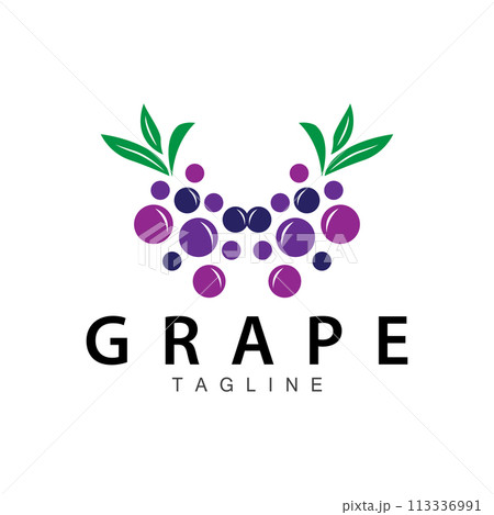 Grape Logo, Garden Vector, Fresh Purple Fruit, Wine Brand Design, Simple Illustration Template Grape Logo, Garden Vector, Fresh Purple Fruit, Wine Brand Design, Simple Illustration Template 113336991