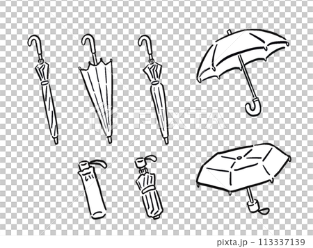 Umbrella hand-drawn illustration set - Line drawing 113337139