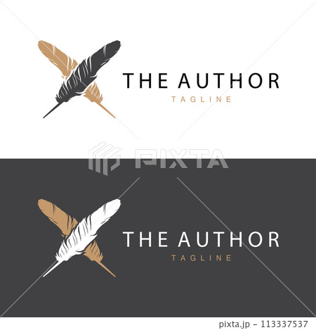 Feather Silhouette Logo, Author Design Luxury Simple Elegant Vector Illustration Template Feather Silhouette Logo, Author Design Luxury Simple Elegant Vector Illustration Template 113337537