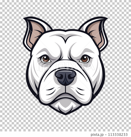 Bold and Striking American Bulldog Face Illustration: 3D Logo Artwork Clipart Isolated for Unique Brand Identity 113338233