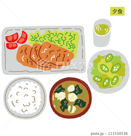 食事_夕食_豚の生姜焼き 113338536