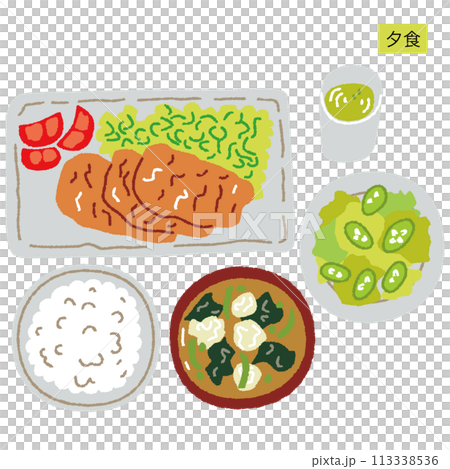 食事_夕食_豚の生姜焼き 113338536