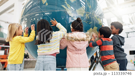Children, planet and geography for learning, earth and school classroom. Kindergarten, students and happiness for innovation, world map and science for future, child development and stem education Children, planet and geography for learning, earth and school classroom. Kindergarten, students and happiness for innovation, world map and science for future, child development and stem education 113339746