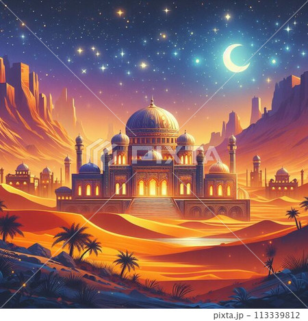 美しい夜の街とイルミネーション 113339812