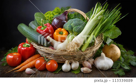 かごいっぱいの野菜　盛り合わせイメージ 113339889