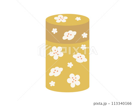 レトロで可愛い花柄の茶筒をイメージしたイラスト 113340166