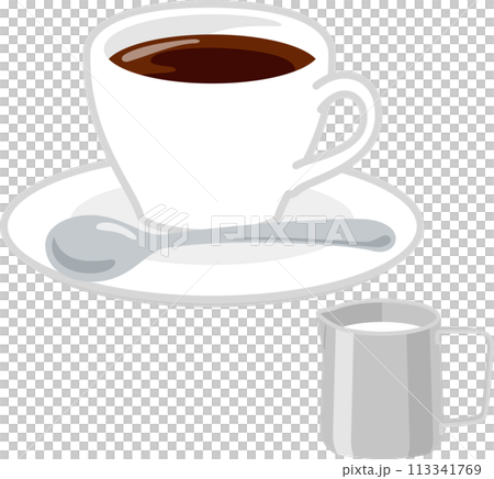 Coffee and milk in a milk pitcher Coffee and milk in a milk pitcher 113341769
