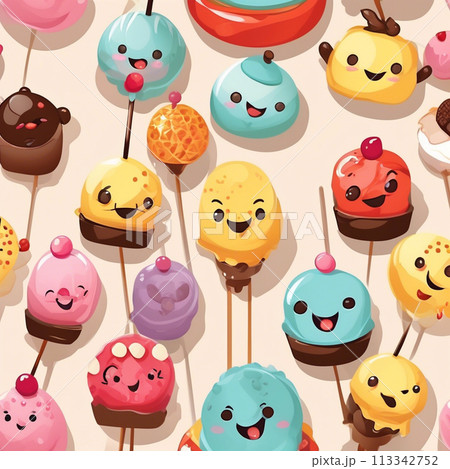 カラフルなアイスクリームの背景 113342752