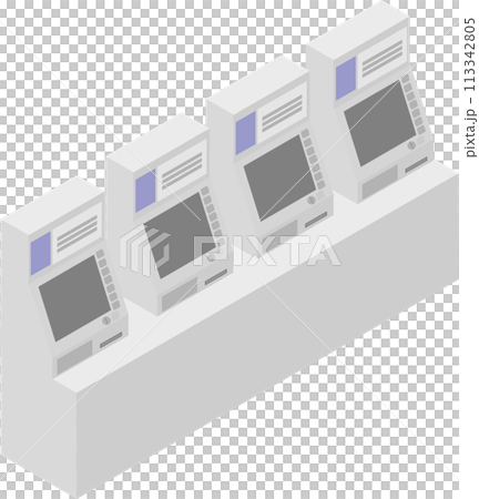 アイソメトリックな並んだ券売機のイメージ素材 113342805