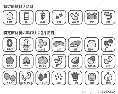 アレルゲン原材料一覧 モノクロ アレルゲン原材料一覧 モノクロ 113342832