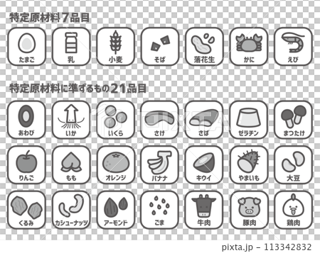 アレルゲン原材料一覧 モノクロ アレルゲン原材料一覧 モノクロ 113342832