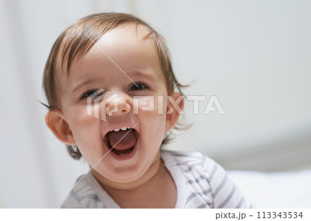 Baby girl, funny and happy for playing, child development and infant growth with face, sitting and home. Laugh, joyful and healthy in good mood, childhood or cheerful with enthusiasm, kid or adorable Baby girl, funny and happy for playing, child development and infant growth with face, sitting and home. Laugh, joyful and healthy in good mood, childhood or cheerful with enthusiasm, kid or adorable 113343534