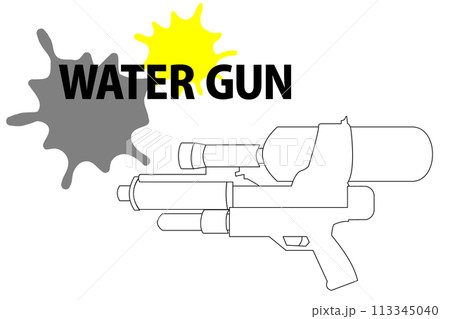 シンプルな線画で描いた水鉄砲のイラスト　ウォーターガン 113345040