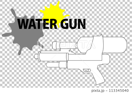 シンプルな線画で描いた水鉄砲のイラスト　ウォーターガン 113345040