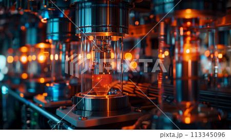 High-tech quantum computing core glowing with energy, signifying advanced computational power and modern technology. High-tech quantum computing core glowing with energy, signifying advanced computational power and modern technology. 113345096
