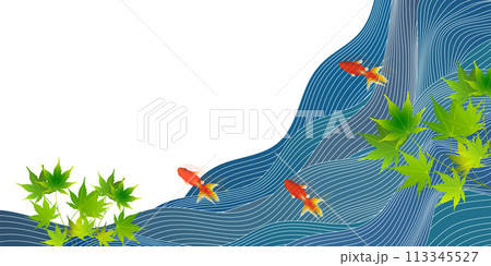 金魚　夏　和柄　背景	 113345527