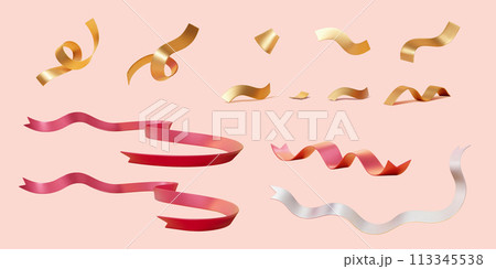 3D party ribbon element set 113345538
