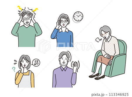 脳卒中の代表的な症状のイラストセット 113346925