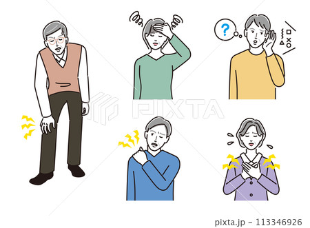 老化による不調の症状のセット 老化による不調の症状のセット 113346926