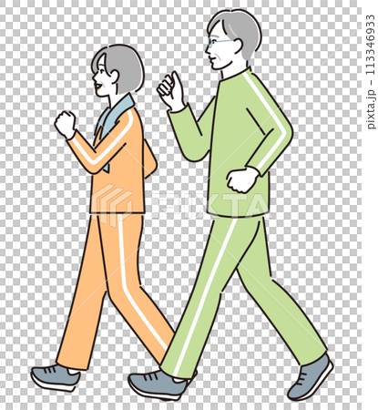 Senior couple walking 113346933