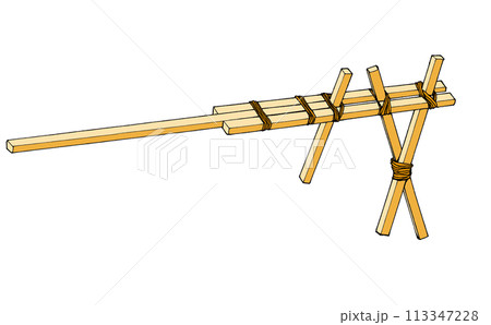手作りおもちゃ割りばし鉄砲 立体的なイラスト 手作りおもちゃ割りばし鉄砲 立体的なイラスト 113347228