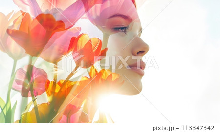 The double exposure picture between adult female and beautiful nature. AIGX01. The double exposure picture between adult female and beautiful nature. AIGX01. 113347342