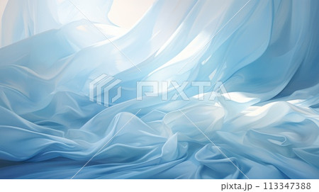 The abstract picture of wavy blue fabric waving around in bright room. AIGX01. The abstract picture of wavy blue fabric waving around in bright room. AIGX01. 113347388