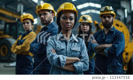 group of construction workers with background of excavation machinery aigx04 group of construction workers with background of excavation machinery aigx04 113347558