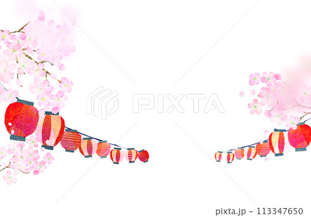 お花見スポットの背景素材　コラージュ素材 113347650