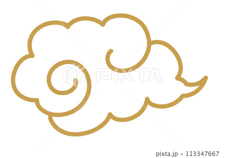 金色の雲のイラスト（手描き、線画） 113347667