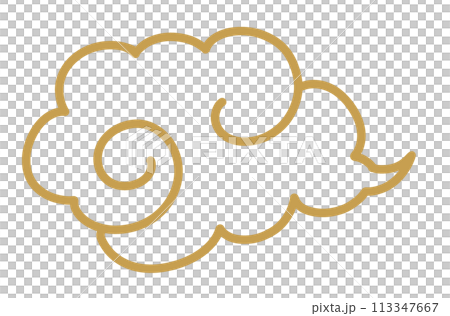 金色の雲のイラスト（手描き、線画） 113347667