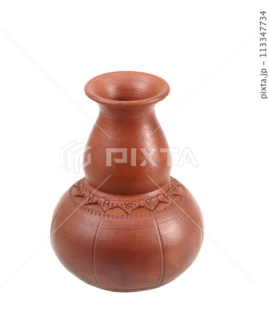 Clay pot isolated on white background. Clay pot isolated on white background. 113347734