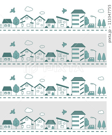 街並みライン01（暗シアン系） 113347755