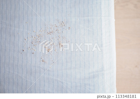 dirty stain or dust on white bed dirty stain or dust on white bed 113348181
