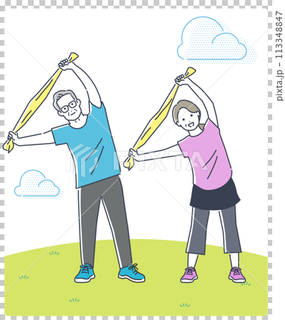 Senior couple exercising Senior couple exercising 113348847
