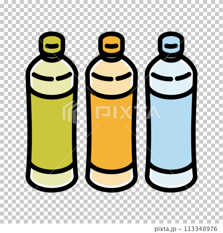 Illustration of simple plastic bottles in different colors 113348976