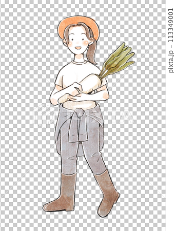 拿著蘿蔔的農婦 113349001