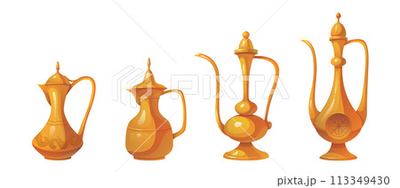 Arabic tea or coffee pot with traditional ornament 113349430