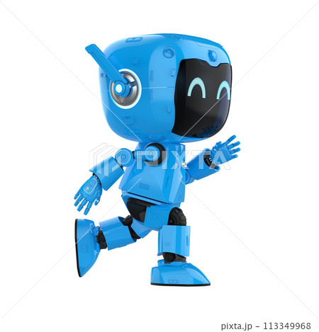 Cute and small artificial intelligence personal assistant robot walk isolated Cute and small artificial intelligence personal assistant robot walk isolated 113349968