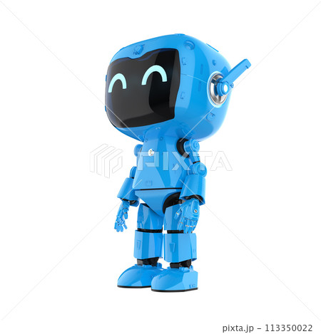 Cute and small artificial intelligence personal assistant robot look up isolated Cute and small artificial intelligence personal assistant robot look up isolated 113350022