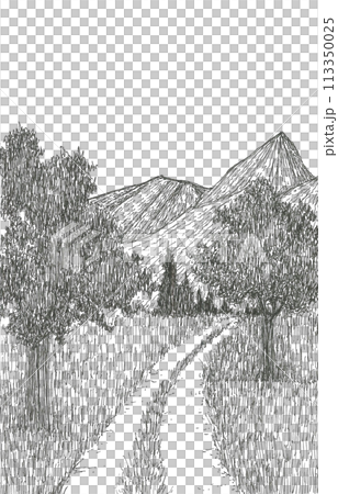 のどかな田舎道の風景画のイラスト素材 [113350025] - PIXTA