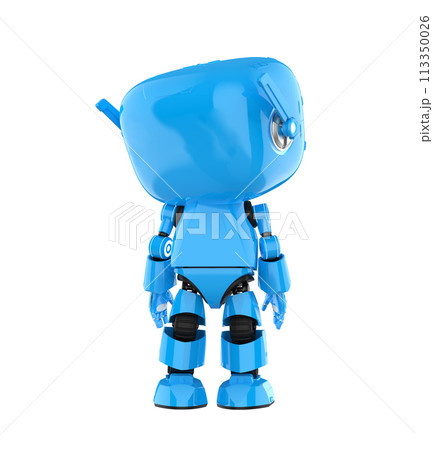 Cute and small artificial intelligence personal assistant robot look up isolated Cute and small artificial intelligence personal assistant robot look up isolated 113350026